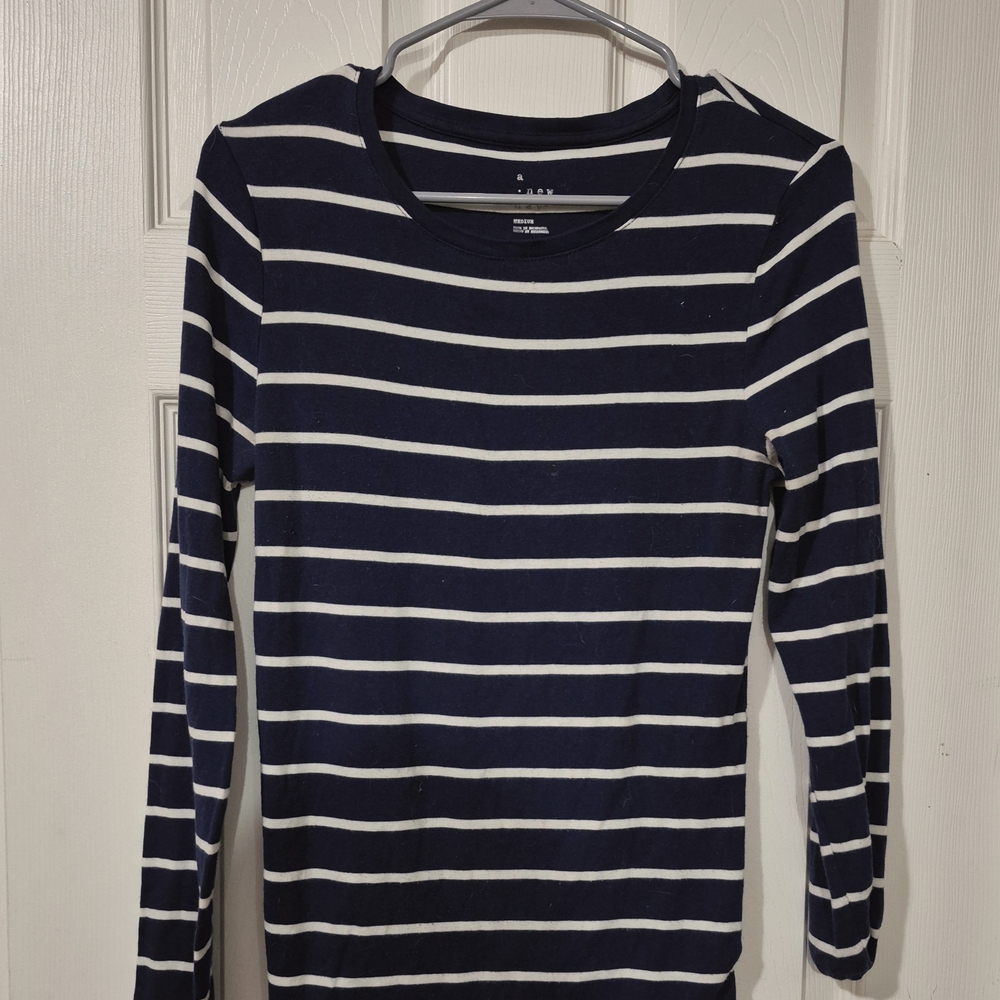 A New Day Navy and White Striped Top